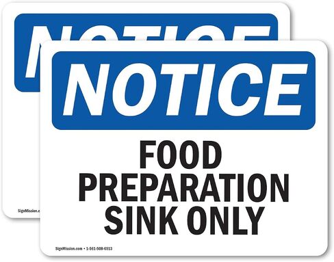 (2 Pack) Food Preparation Sink Only OSHA Notice Sign 5 Inch X 3.5 Inch Vinyl Label Decal Sticker Weather Resistant, UV Protected for Workplace, Business, and Construction Site, Made in the USA in Saudi Arabia