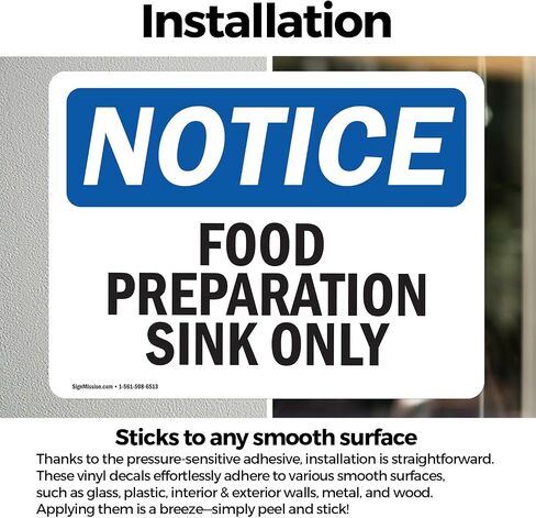 (2 Pack) Food Preparation Sink Only OSHA Notice Sign 5 Inch X 3.5 Inch Vinyl Label Decal Sticker Weather Resistant, UV Protected for Workplace, Business, and Construction Site, Made in the USA in Saudi Arabia