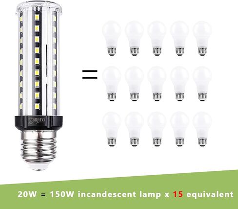 LED Corn Light Bulb 150W Equivalent 2000 Lumen 6500K Cool Daylight White 20W E26/E27 Base Non-dimmable Ceiling Fan Corn Lighting for Home Garage Warehouse Indoor LED Corn Bulbs Pack of 4 in Saudi Arabia