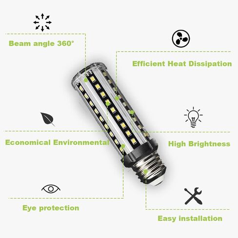 LED Corn Light Bulb 150W Equivalent 2000 Lumen 6500K Cool Daylight White 20W E26/E27 Base Non-dimmable Ceiling Fan Corn Lighting for Home Garage Warehouse Indoor LED Corn Bulbs Pack of 4 in Saudi Arabia