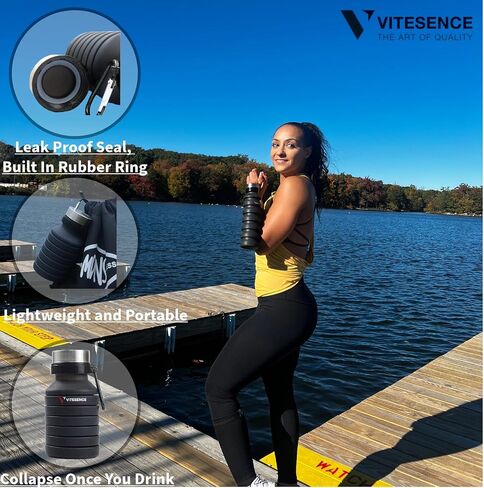 collapsible Water Bottle | Safe and Eco-friendly Materials | Suitable for cold and warm water | Flexible Design perfect for camping and travel | 100% Food grade silicone in Saudi Arabia