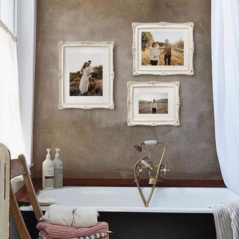 11x14 Antique Picture Frame with Embossed Flower Design,Vintage Photo Frames 8x10 with White Mat for Wall Display & Home Décor in Saudi Arabia