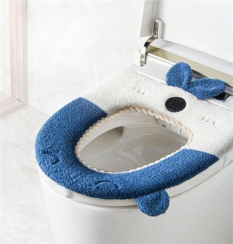 Thicken Toilet seat Cover Cushion Pads Soft Warm Toilet seat Covers Bathroom Toilet Seat Cover Mat Universal (White) in Saudi Arabia
