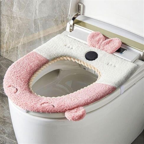 Thicken Toilet seat Cover Cushion Pads Soft Warm Toilet seat Covers Bathroom Toilet Seat Cover Mat Universal (White) in Saudi Arabia