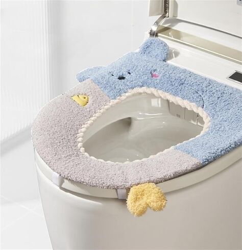 Thicken Toilet seat Cover Cushion Pads Soft Warm Toilet seat Covers Bathroom Toilet Seat Cover Mat Universal (White) in Saudi Arabia
