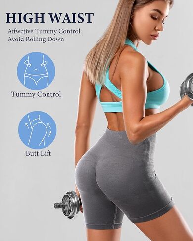 شورت Roadbox Scrunch Butt Workout - للنساء 5 بوصات عالي الخصر للتحكم في البطن بدون خياطة قصير من الألياف اللدنة لراكبي الدراجات النارية واليوجا in Kuwait