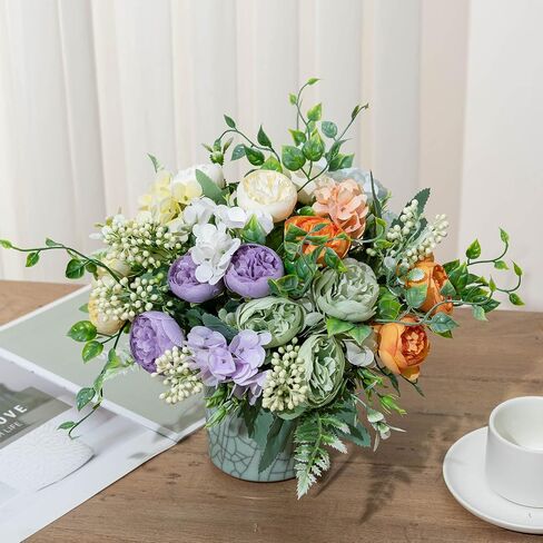 KAOYOO 2 PCS Artificial Rose Bouquet Short Stems for DIY Wedding Decoration Bridal Bouquet Home Decorations(2-PCS) in Saudi Arabia