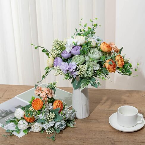KAOYOO 2 PCS Artificial Rose Bouquet Short Stems for DIY Wedding Decoration Bridal Bouquet Home Decorations(2-PCS) in Saudi Arabia