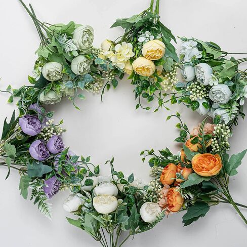 KAOYOO 2 PCS Artificial Rose Bouquet Short Stems for DIY Wedding Decoration Bridal Bouquet Home Decorations(2-PCS) in Saudi Arabia