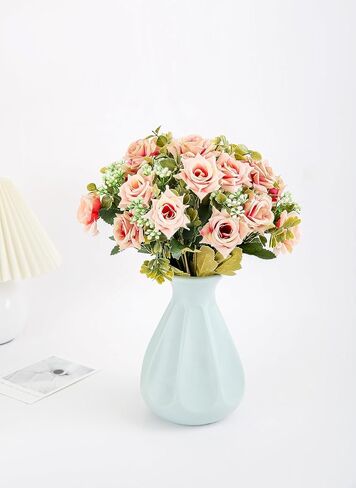 KAOYOO 2 PCS Artificial Rose Bouquet Short Stems for DIY Wedding Decoration Bridal Bouquet Home Decorations(2-PCS) in Kuwait