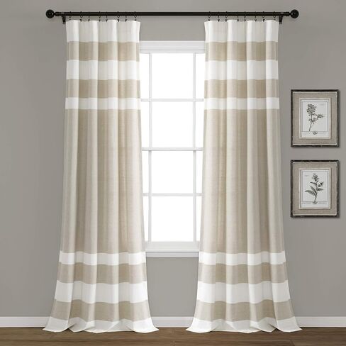 Lush Decor Gray Stripe Yarn-Dyed Cotton Window Curtain Set (84" x 40") in Saudi Arabia