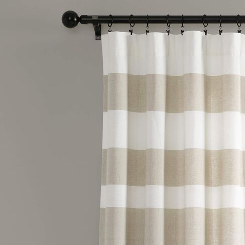Lush Decor Gray Stripe Yarn-Dyed Cotton Window Curtain Set (84" x 40") in Saudi Arabia