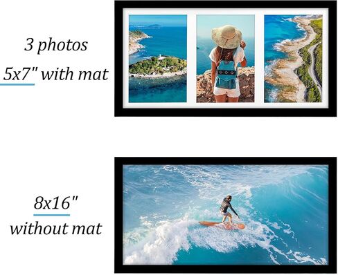 8x10 Picture Frames Black Display Double 4x6 Photos with 2 Openings Mat for Horizontal or Vertical in Saudi Arabia