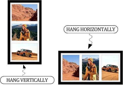 8x10 Picture Frames Black Display Double 4x6 Photos with 2 Openings Mat for Horizontal or Vertical in Saudi Arabia