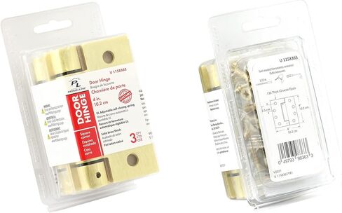 Prime-Line U 1158363 Door Hinge Commercial UL Adjustable Self-Closing Spring Hinge, 4 In. x 4 In. with Square Corners, 4 Holes per Leaf with Screws, Satin Brass Finish, .130 In. Gauge (3 Pack) in Saudi Arabia