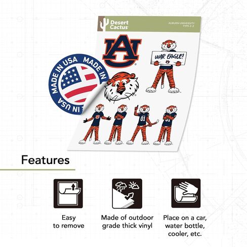 Desert Cactus Auburn University Sticker Tigers War Eagle Stickers Vinyl Decals Laptop Water Bottle Car T2 (Type 2-2) in Saudi Arabia