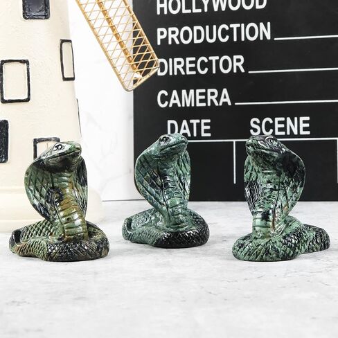 SMQ Crystal Snake Decor Statue Natural Kambaba Jasper Stone Realistic Snakes Crystal Figurine Carved Gemstone Animal Carvings Sculpture Home Ornament Decor,2" in Saudi Arabia