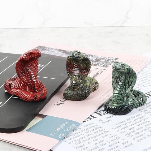SMQ Crystal Snake Decor Statue Natural Kambaba Jasper Stone Realistic Snakes Crystal Figurine Carved Gemstone Animal Carvings Sculpture Home Ornament Decor,2" in Saudi Arabia