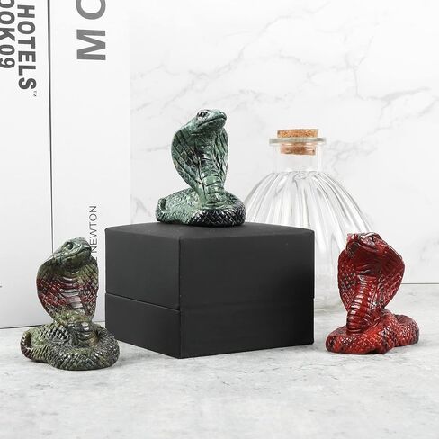 SMQ Crystal Snake Decor Statue Natural Kambaba Jasper Stone Realistic Snakes Crystal Figurine Carved Gemstone Animal Carvings Sculpture Home Ornament Decor,2" in Saudi Arabia