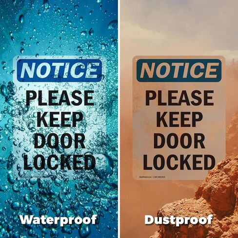 (2 Pack) Please Keep Door Locked OSHA Notice Sign 5 Inch X 3.5 Inch Vinyl Label Decal Sticker Weather Resistant, UV Protected for Workplace, Business, and Construction Site, Made in the USA in Saudi Arabia