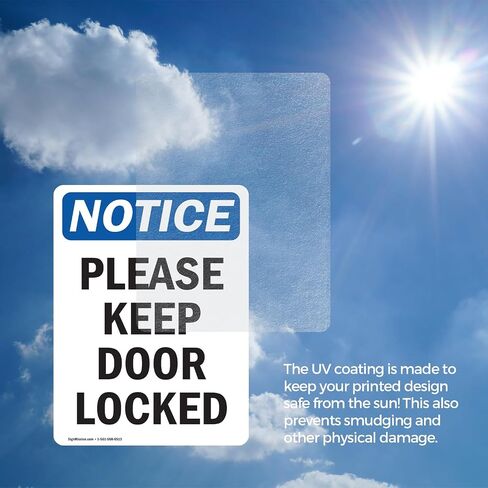 (2 Pack) Please Keep Door Locked OSHA Notice Sign 5 Inch X 3.5 Inch Vinyl Label Decal Sticker Weather Resistant, UV Protected for Workplace, Business, and Construction Site, Made in the USA in Saudi Arabia