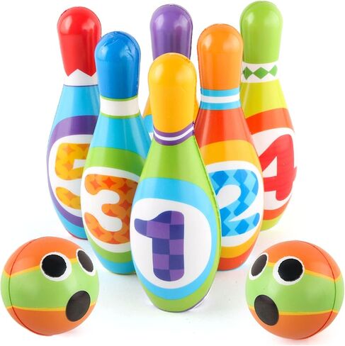 Kids Bowling Toys Set, Kids Indoor and Outdoor Activity Games, 6pcs Indoor Colorful Soft Foam and 2pcs Balls Set, Educational and Learning Birthday Gift for Boys and Girls 3-6 Years. in Saudi Arabia