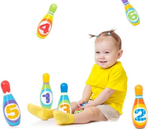 Kids Bowling Toys Set, Kids Indoor and Outdoor Activity Games, 6pcs Indoor Colorful Soft Foam and 2pcs Balls Set, Educational and Learning Birthday Gift for Boys and Girls 3-6 Years. in Saudi Arabia
