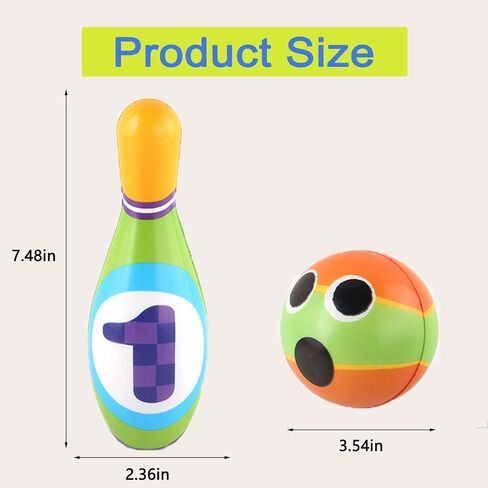 Kids Bowling Toys Set, Kids Indoor and Outdoor Activity Games, 6pcs Indoor Colorful Soft Foam and 2pcs Balls Set, Educational and Learning Birthday Gift for Boys and Girls 3-6 Years. in Saudi Arabia
