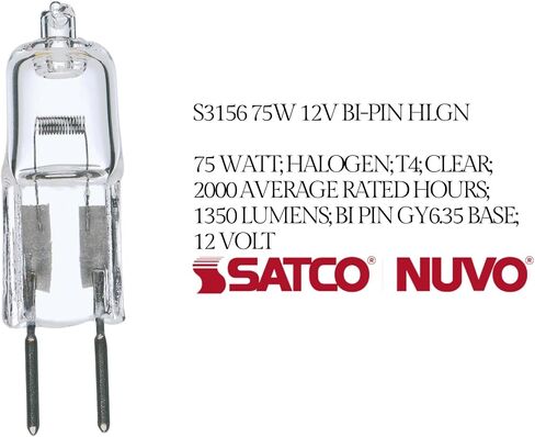 Satco S4197 20 Watt 300 Lumens T3 Halogen GY6.35 Base 12 Volt Clear Light Bulb, Dimmable in Saudi Arabia