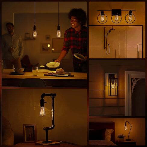 LED Edison Bulb Equal 25w Vintage Amber Light Bulbs 2000K Soft Yellow Light LED Bulbs, Super-Thin Spiral Filament Incandescent Warm Light Amber Bulbs, Dimmable E26 Base Night Light Bulbs 4W, 3 Pack in Saudi Arabia