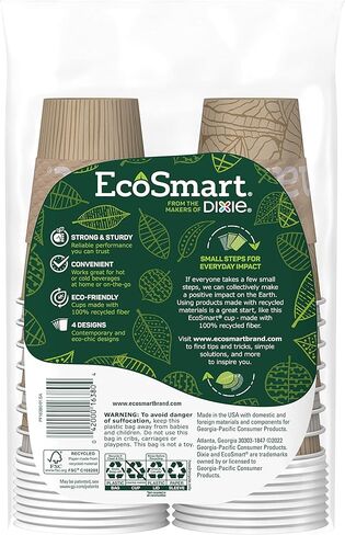 أكواب قهوة ورقية من الألياف المعاد تدويرها بنسبة 100% مع أغطية من ديكسي إيكو سمارت، 16 أونصة، 96 قطعة (عبوة من 6 قطع)، فناجين قهوة ورقية كبيرة للمشروبات الساخنة in Kuwait