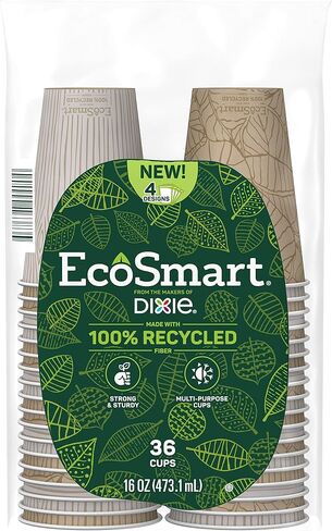 Dixie EcoSmart 100% Recycled Fiber Paper Coffee Cups With Lids, 16 Oz, 96 Count (Pack of 6), Large Paper Coffee Cups For Hot Beverages in Saudi Arabia