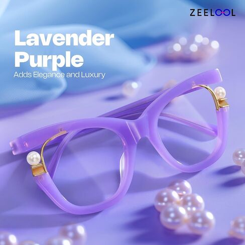 Zeelool Stylish Cat Eye Pearl Glasses Frame Women with Non-prescription Clear Lens ZJGX957054 in Saudi Arabia