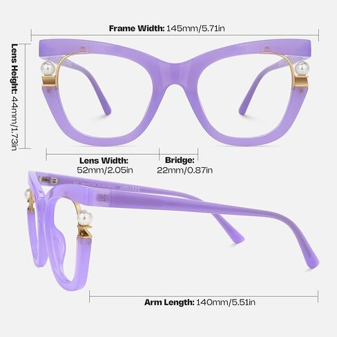 Zeelool Stylish Cat Eye Pearl Glasses Frame Women with Non-prescription Clear Lens ZJGX957054 in Saudi Arabia
