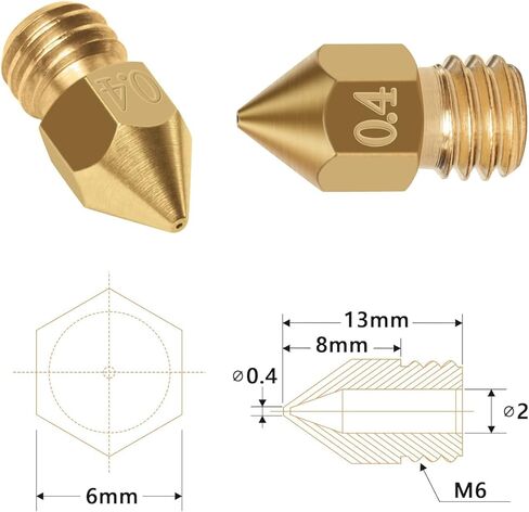 30 قطعة 0.4 مم MK8 فوهات، فوهة هوند نحاسية للطابعة ثلاثية الأبعاد متوافقة مع Makerbot، Creality Cr-10، Ender 3 in Kuwait