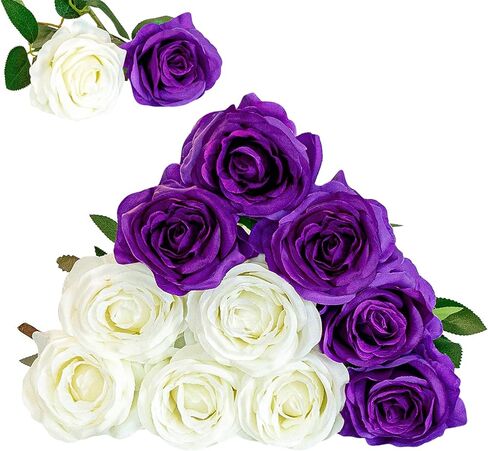 12 Pcs Artificial Roses Flowers Silk Flower Bouquet Fake Single Stem with Long Stem for Home Wedding Party Garden Decoration (Green) in Kuwait