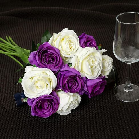 12 Pcs Artificial Roses Flowers Silk Flower Bouquet Fake Single Stem with Long Stem for Home Wedding Party Garden Decoration (Green) in Kuwait