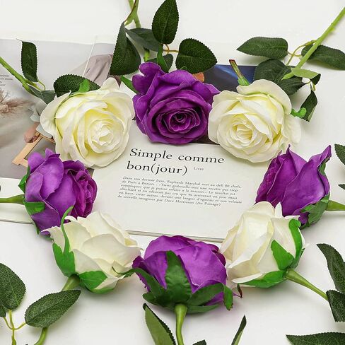 12 Pcs Artificial Roses Flowers Silk Flower Bouquet Fake Single Stem with Long Stem for Home Wedding Party Garden Decoration (Green) in Kuwait