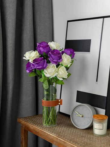 12 Pcs Artificial Roses Flowers Silk Flower Bouquet Fake Single Stem with Long Stem for Home Wedding Party Garden Decoration (Green) in Kuwait