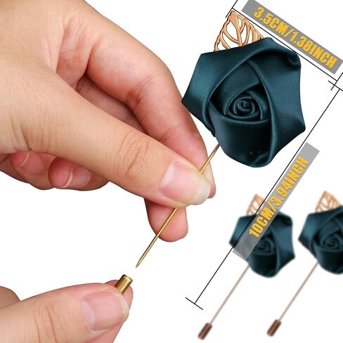 Aevanim1+6 Artificial Rose Corsages with Pin,Boutonniere for Men Wedding,Suitable for Wedding Ceremony,Anniversary,Formal Dinner and Wedding Party,Used to Decorate Suits. (blackish green). in Saudi Arabia