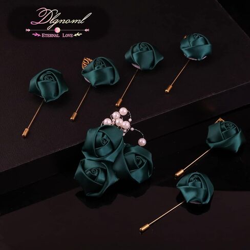 Aevanim1+6 Artificial Rose Corsages with Pin,Boutonniere for Men Wedding,Suitable for Wedding Ceremony,Anniversary,Formal Dinner and Wedding Party,Used to Decorate Suits. (blackish green). in Saudi Arabia