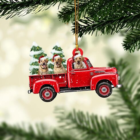 Talataca Yellow Labrador Retriever Sleeping Angel Wing Memorial Dogs 2D Flat Car Rear View Mirror Accessories Christmas Tree Ornament Decoration Hanging Charm Interior Rearview Pendant Decor Gift in Saudi Arabia
