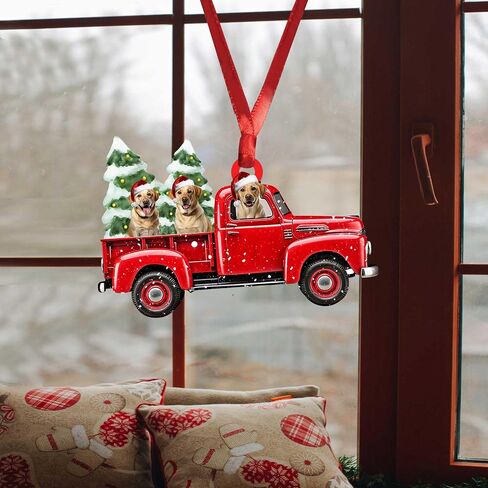 Talataca Yellow Labrador Retriever Sleeping Angel Wing Memorial Dogs 2D Flat Car Rear View Mirror Accessories Christmas Tree Ornament Decoration Hanging Charm Interior Rearview Pendant Decor Gift in Saudi Arabia