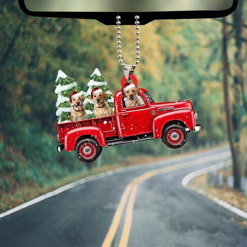 Talataca Yellow Labrador Retriever Sleeping Angel Wing Memorial Dogs 2D Flat Car Rear View Mirror Accessories Christmas Tree Ornament Decoration Hanging Charm Interior Rearview Pendant Decor Gift in Saudi Arabia
