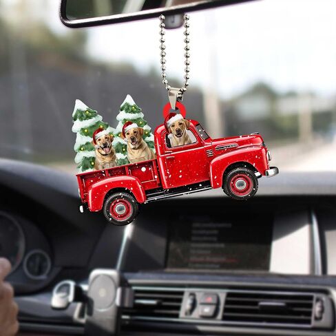 Talataca Yellow Labrador Retriever Sleeping Angel Wing Memorial Dogs 2D Flat Car Rear View Mirror Accessories Christmas Tree Ornament Decoration Hanging Charm Interior Rearview Pendant Decor Gift in Saudi Arabia