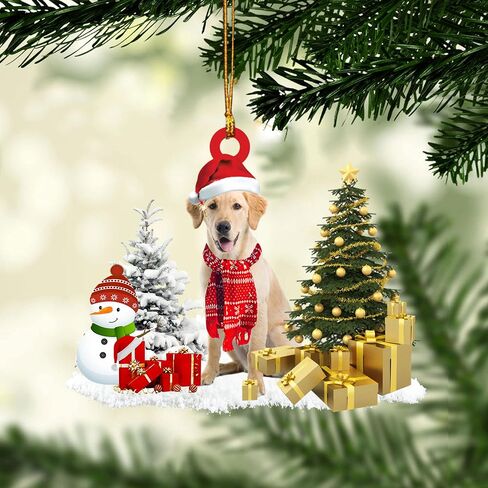 Talataca Yellow Labrador Retriever Sleeping Angel Wing Memorial Dogs 2D Flat Car Rear View Mirror Accessories Christmas Tree Ornament Decoration Hanging Charm Interior Rearview Pendant Decor Gift in Saudi Arabia