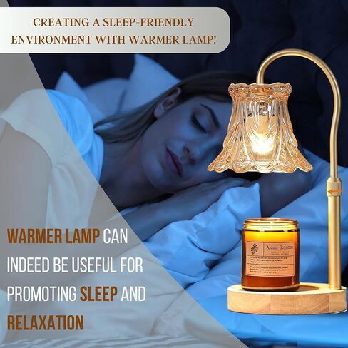 LUCHIA Electric Candle Lamp with Trimer | Dimmable Wax Melt Warmer for Scented Wax with 2 Bulbs | Adjustable Height, Candle Lamp for Candle Jars (Golden Glass Lamp) in Saudi Arabia
