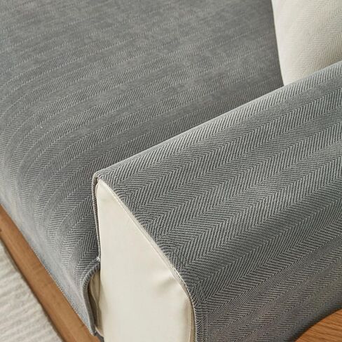 Herringbone Chenille Sofa Slipcover, Furniture Protector Sofa Covers Universal Non-Slip L Shape Couch Cover Quilted Corner Slipcovers for Living Room (Dark Grey, 90 * 210cm/36''x82'') in Saudi Arabia