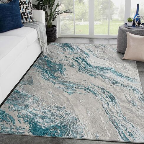 LUXE WEAVERS Modern Abstract Indoor Anthracite 5x7 Area Rug in Kuwait