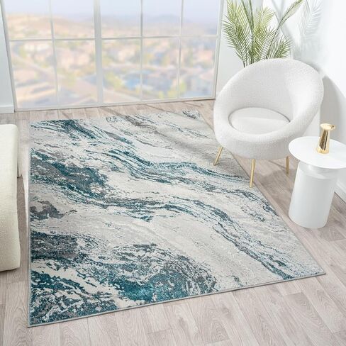 LUXE WEAVERS Modern Abstract Indoor Anthracite 5x7 Area Rug in Kuwait